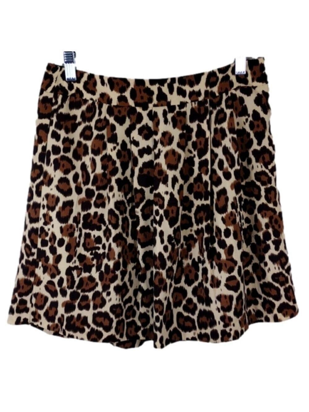 Banana Republic Brown Cheetah Print Polyester Side Zip Mini Circle Skirt